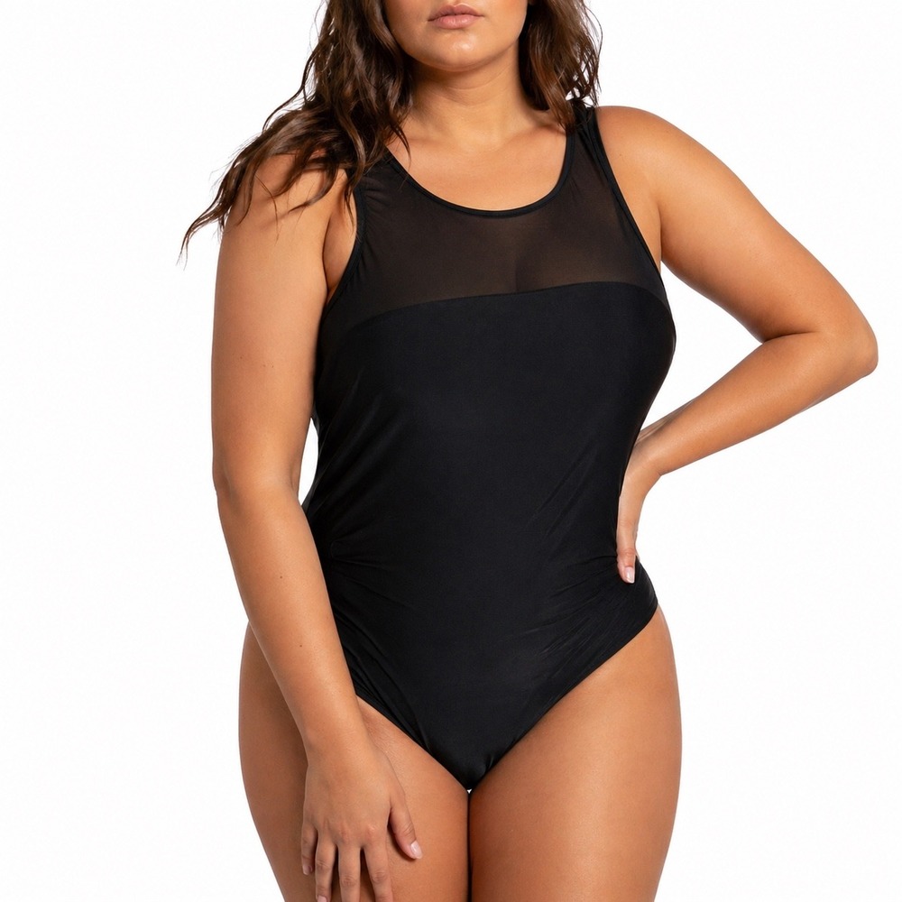 Summersalt The Mesh High Dive One Piece Swimsuit Black Size 12 Open Back Mesh